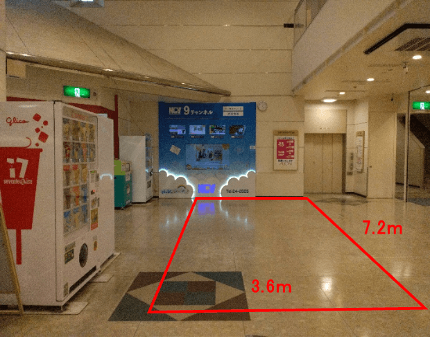 正面入口TV前 販促プロモーションや物販に最適なスーパー店内催事イベントスペース