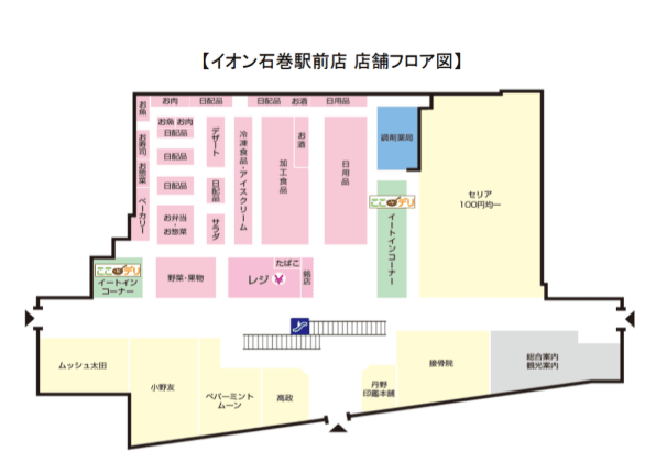 サービスカウンター隣催事スペース 販促プロモーションや物販に最適なスーパー店内催事イベントスペースの図面・フロアマップ