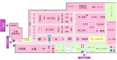 ケンタッキー脇 販促プロモーションに最適なスーパー店内催事イベントスペースの図面・フロアマップ