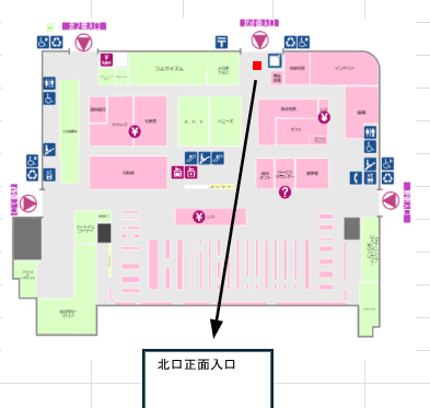 1F北口正面入口 販促プロモーションに最適なスーパー店内催事イベントスペースの図面・フロアマップ