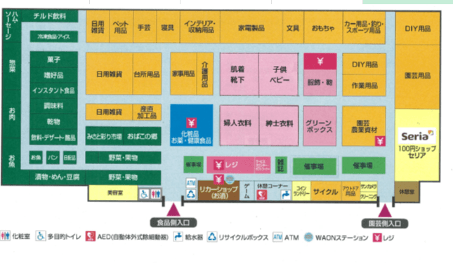 駐車場 食品側入口 販促プロモーションやキッチンカー出店に最適なスーパー店外催事イベントスペースの図面・フロアマップ