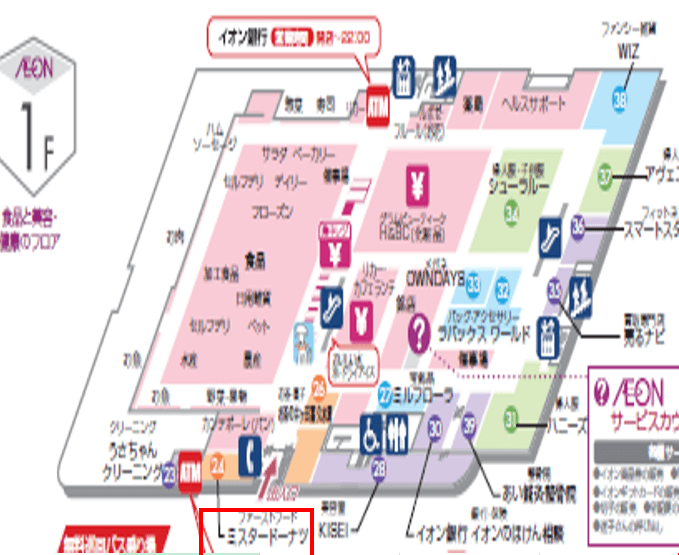 食品入口左 キッチンカー出店に最適なスーパー店内催事イベントスペースの図面・フロアマップ