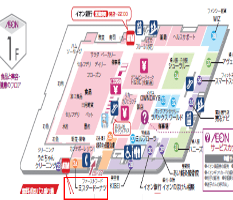 食品入口右 キッチンカー出店に最適なスーパー店内催事イベントスペースの図面・フロアマップ