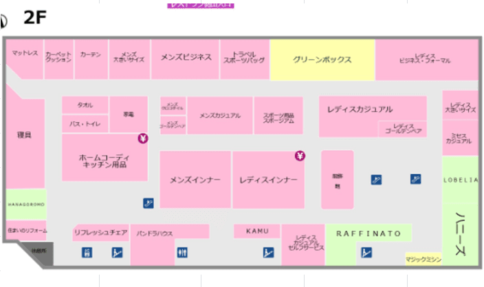 エスカレーター横(CUTE前) 販促プロモーションや物販に最適なスーパー店内催事イベントスペースの図面・フロアマップ