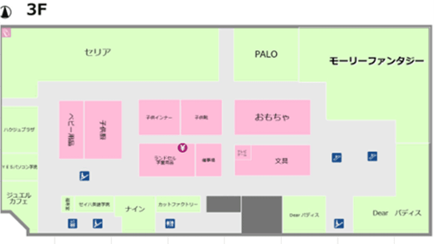 エスカレーター横(パティズ前) 販促プロモーションや物販に最適なスーパー店内催事イベントスペースの図面・フロアマップ