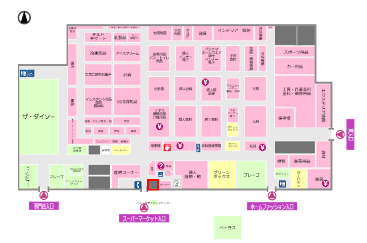 クリーニング跡地 販促プロモーションや物販に最適なスーパー店内催事イベントスペースの図面・フロアマップ