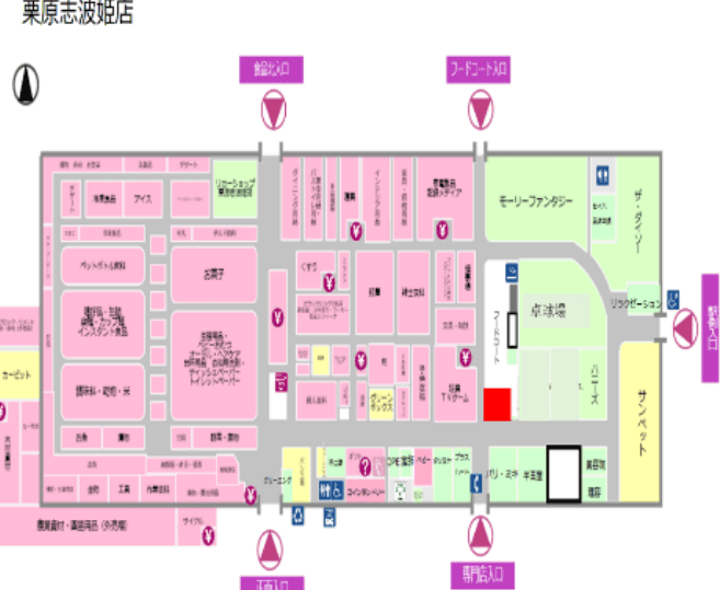 フードコート手前 販促プロモーションや物販に最適なスーパー店内催事イベントスペースの図面・フロアマップ