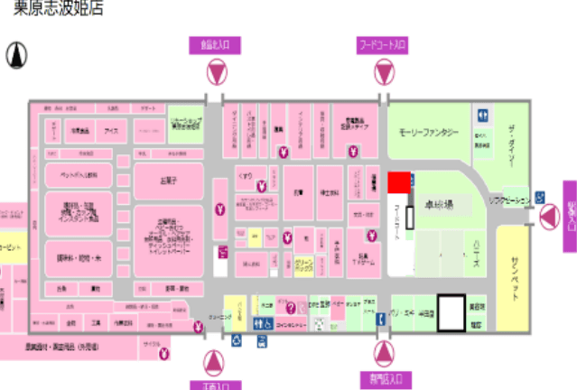 フードコート奥(ゲームセンター側) 販促プロモーションや物販に最適なスーパー店内催事イベントスペースの図面・フロアマップ