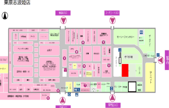 フードコート隣 販促プロモーションや物販に最適なスーパー店内催事イベントスペースの図面・フロアマップ