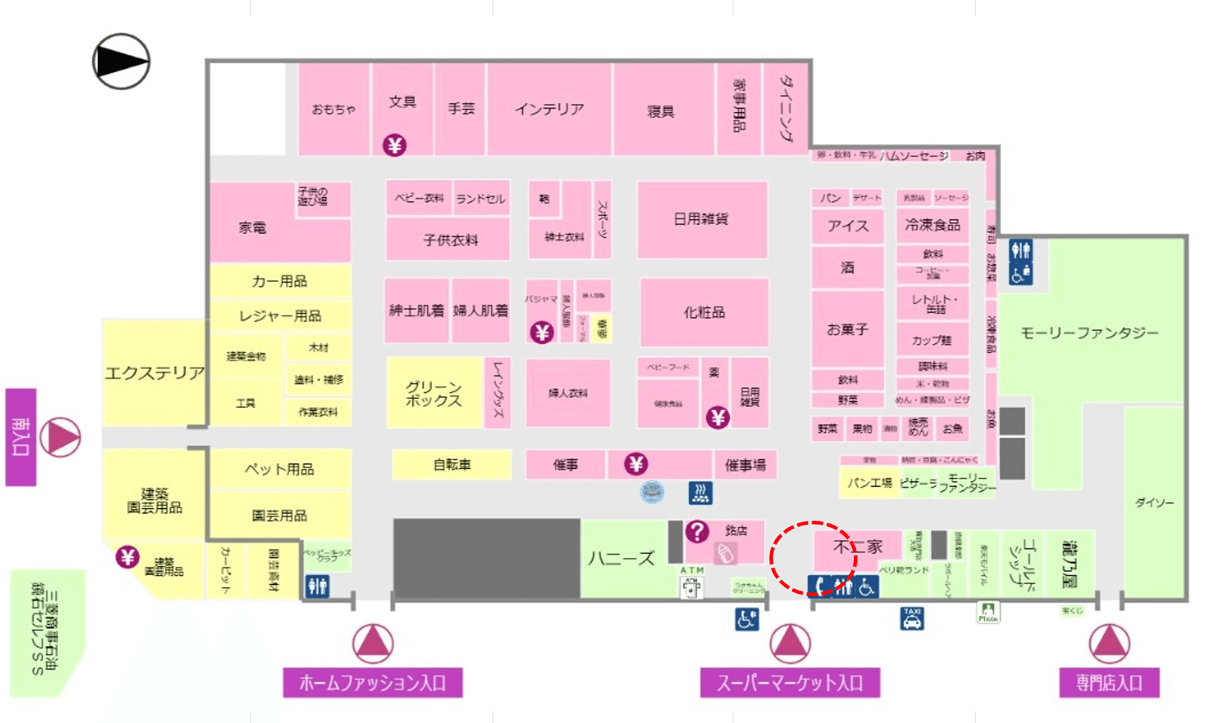不二家前 販促プロモーションに最適なスーパー店内催事イベントスペースの図面・フロアマップ