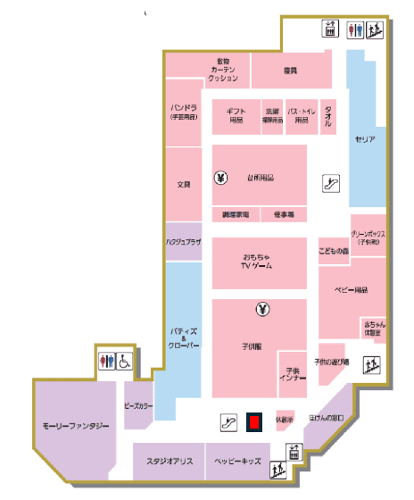 ペッピーキッズ前 販促プロモーションや物販に最適なスーパー店内催事イベントスペースの図面・フロアマップ