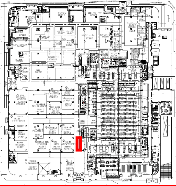 店舗南口エスカ脇特設会場 販促プロモーションや物販に最適なスーパー店内催事イベントスペースの図面・フロアマップ