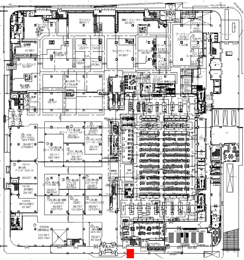店舗南口外キッチンカー専用 キッチンカー出店に最適なスーパー店外催事イベントスペースの図面・フロアマップ
