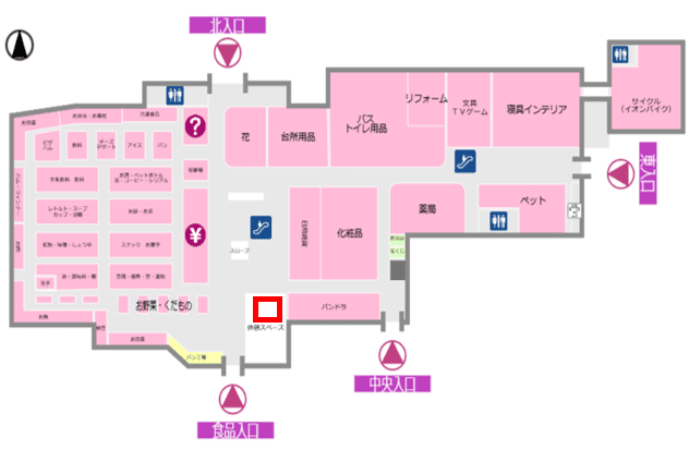 1Fフードコード前 販促プロモーションに最適なスーパー店内催事イベントスペースの図面・フロアマップ